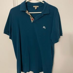 Mens Burberry polo - teal blue